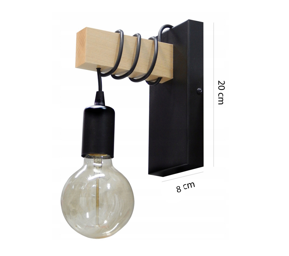 LAMPA KINKIET ŚCIENNY PLAFON 018-K DREWNO LOFT SALON SYPIALNIA SCHODY HOL - obrazek 2